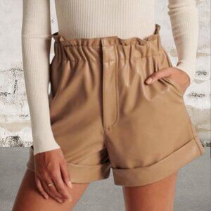 Abercrombie & Fitch Brown Faux Leather Cuff High Waist Shorts Size XS
